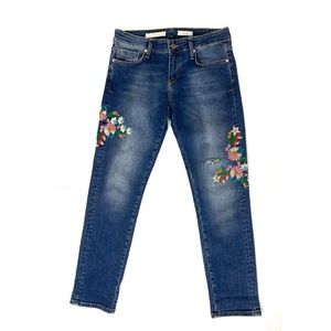 Anthropologie Pilcro On The Letterpress Woman's Floral Embroidered Jeans Sz 27